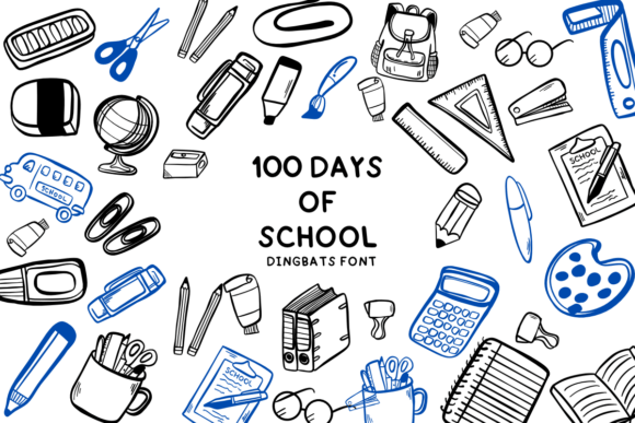 100 Days of School Doodle Font - Featured Image
