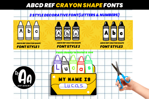 Abcd Ref Crayon Shape Font - Featured Image