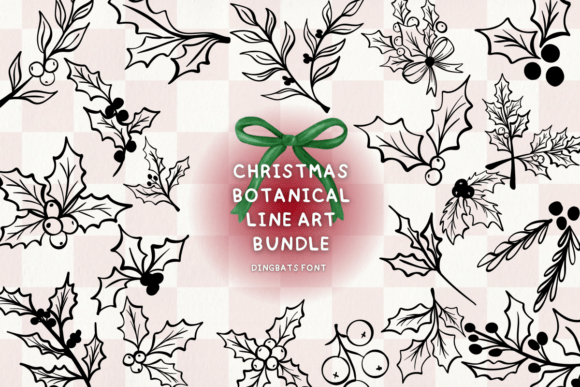 Christmas Botanical Line Art Bundle Font - Featured Image
