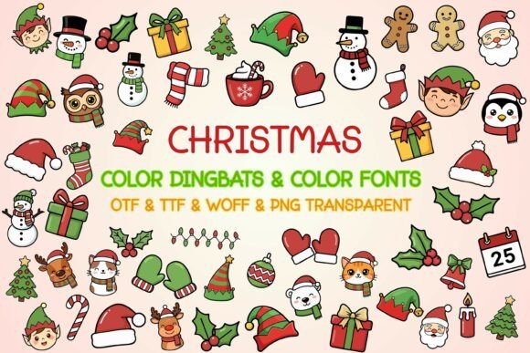 Christmas Color Dingbats Font - Featured Image