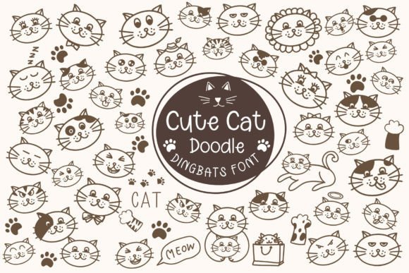 Cute Cat Doodle Font - Featured Image