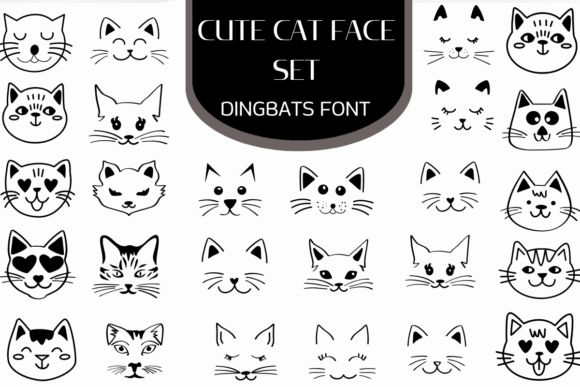 Cute Cat Face Set Font - Featured Image
