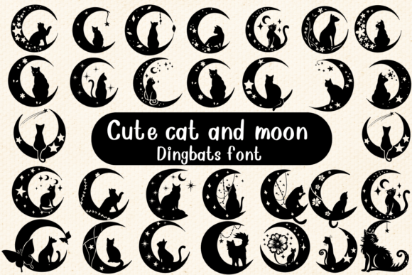 Cute Cat and Moon Font - Featured Image