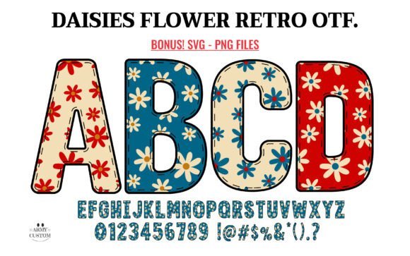 Daisy Flower Retro Bundle Font - Featured Image