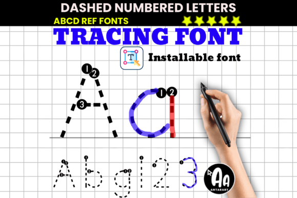 Dashed Numbered Letters Tracing Font - Featured Image