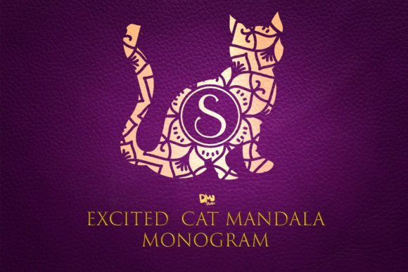 Excited Cat Mandala Monogram Font - Featured Image