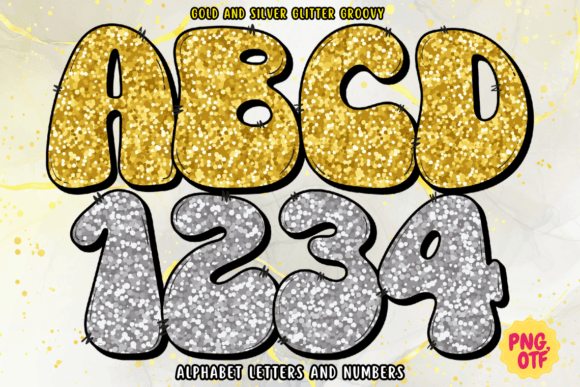 Gold and Silver Glitter Groovy Font - Featured Image