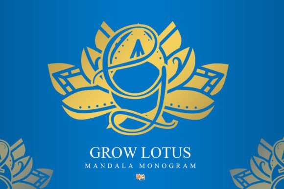 Grow Lotus Mandala Monogram Font - Featured Image